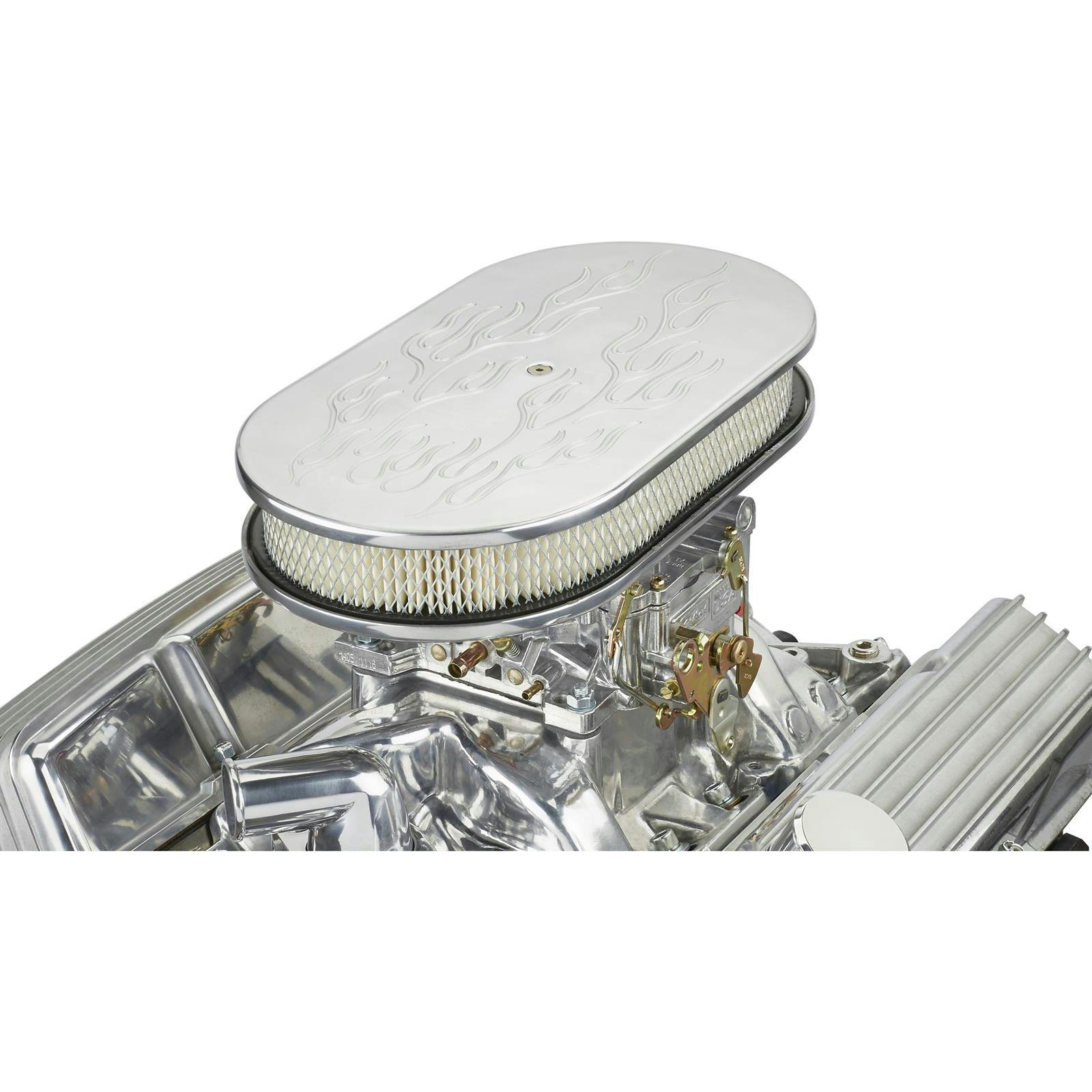 15 Inch Billet-Style Oval Air Cleaner, Flame Top
