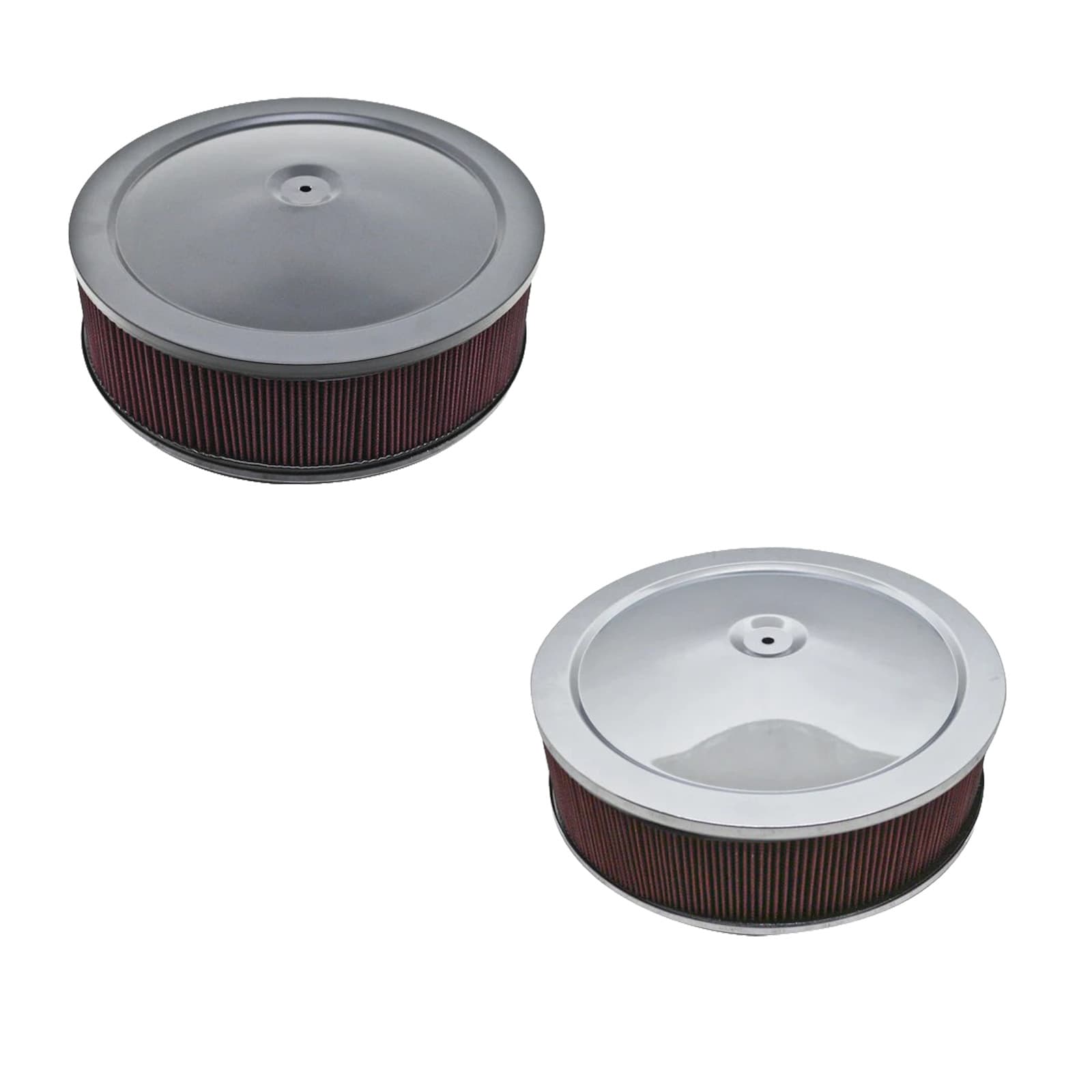 Steel 12" Black Air Cleaner/ Washable Flat Filter Base Kit