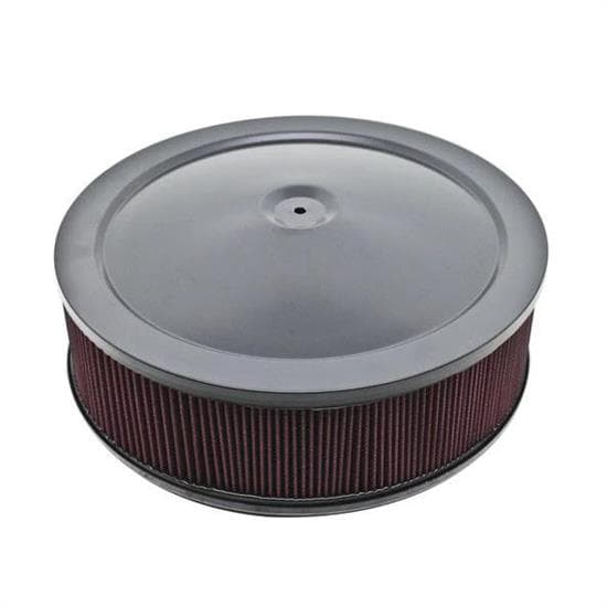 Steel 12" Black Air Cleaner/ Washable Flat Filter Base Kit