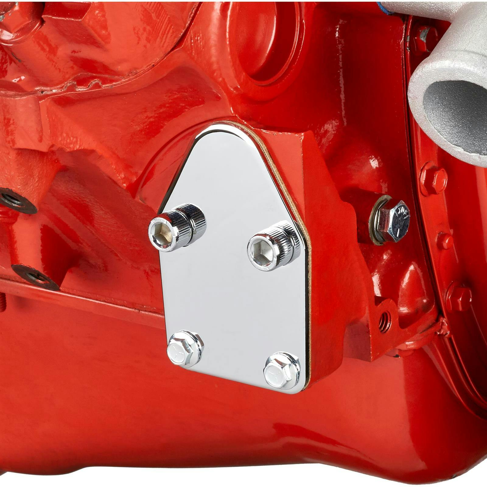 Small Block Chevy Fuel Pump Block Off Plate, Chrome