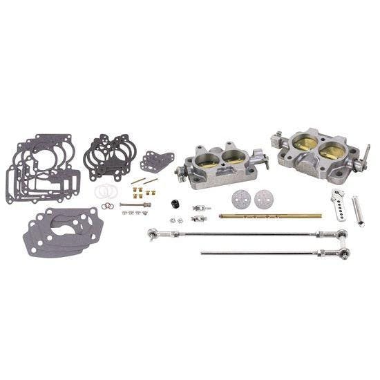 Chevy SBC Rochester 2-Jet 2G Tri-Power 3x2 Carb Kit w/ Linkage