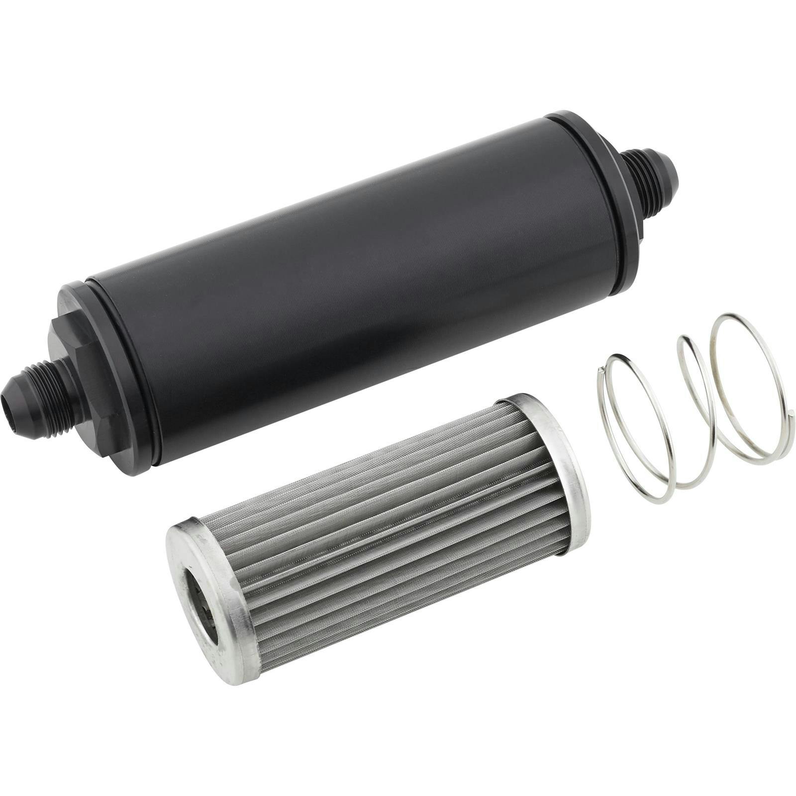 Black 6 Inch Aluminum High Flow Fuel Filter, Stainless Element