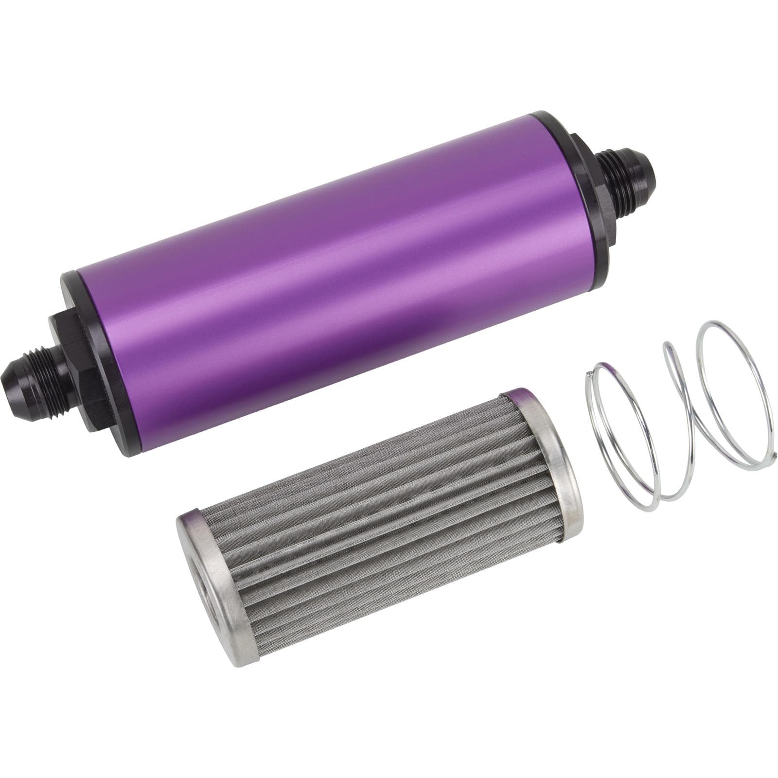Purple 6 Inch Aluminum High Flow Fuel Filter, Stainless Element