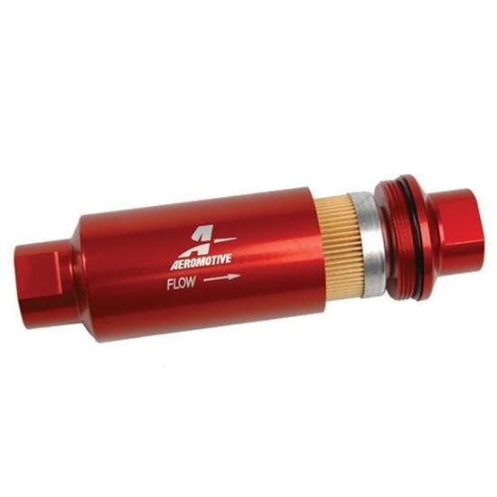 Aeromotive 12301 10 Micron Red High Flow Fuel Filter, ORB-10 Ports