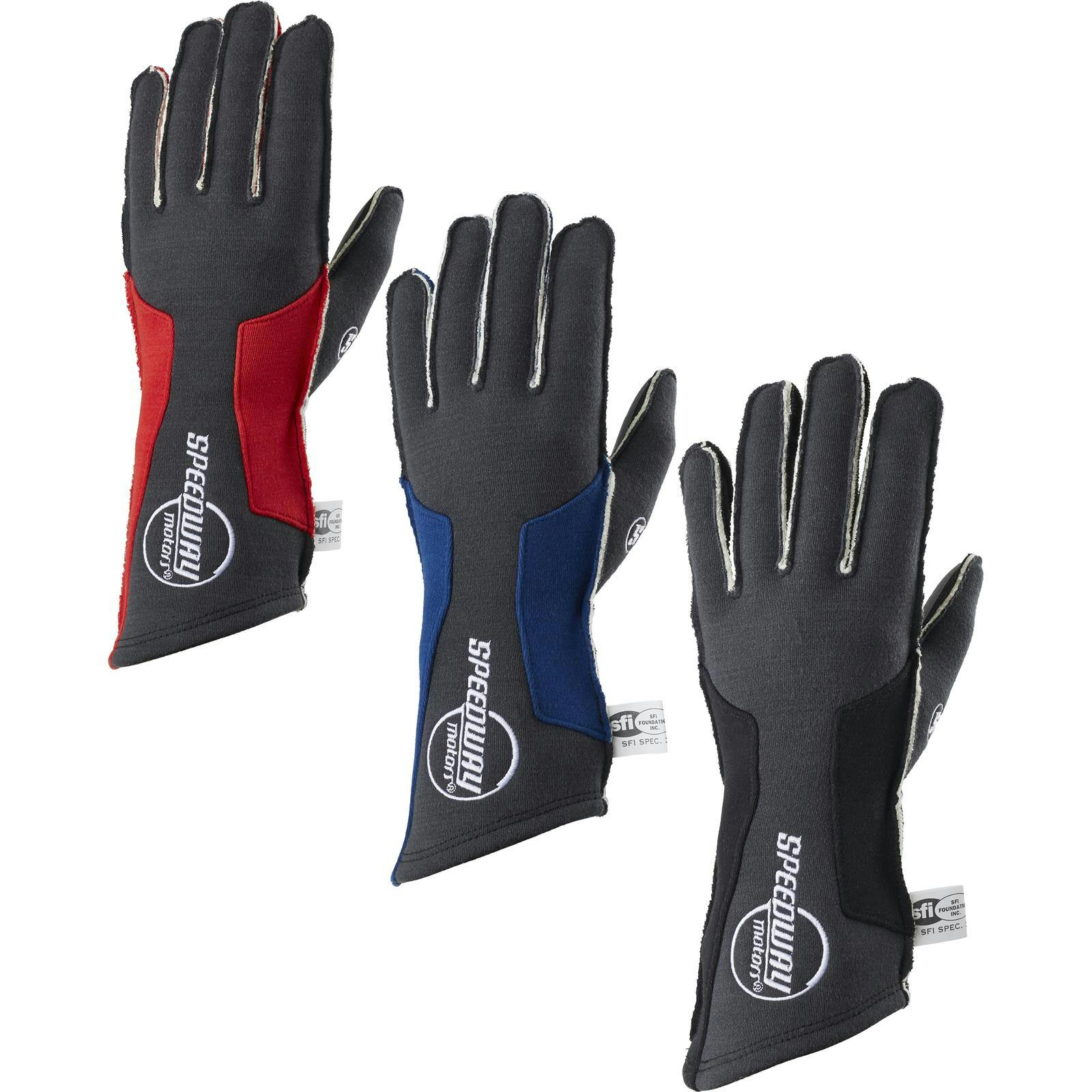 Speedway Motors Outseam Racing Gloves, SFI-5, Black/Blue/Red