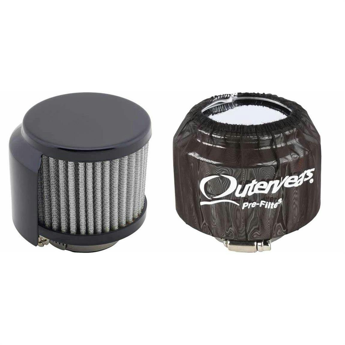 Black Valve Cover Shielded Breather, 1-1/2 Inch w/Outerwear