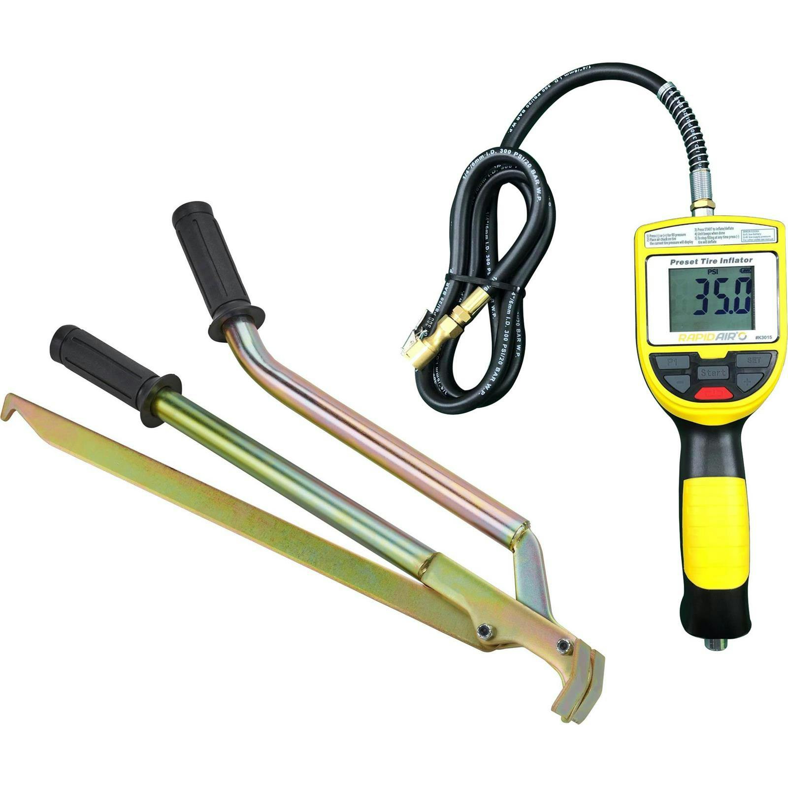 Automatic Shutoff Tire Inflator Gauge & Wide Foot Bead Breaker