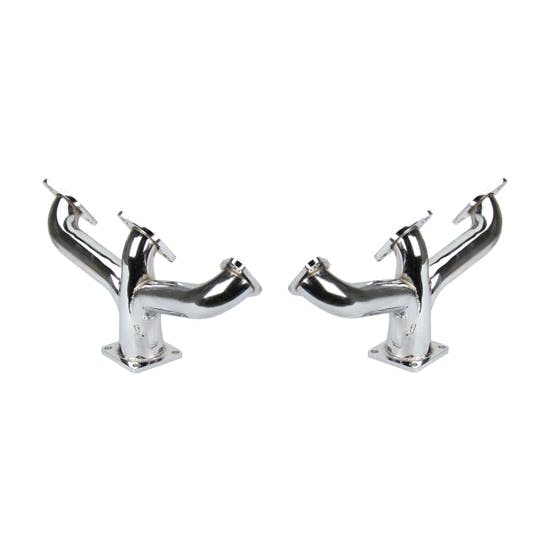 Flathead Center Dump Headers, Chrome