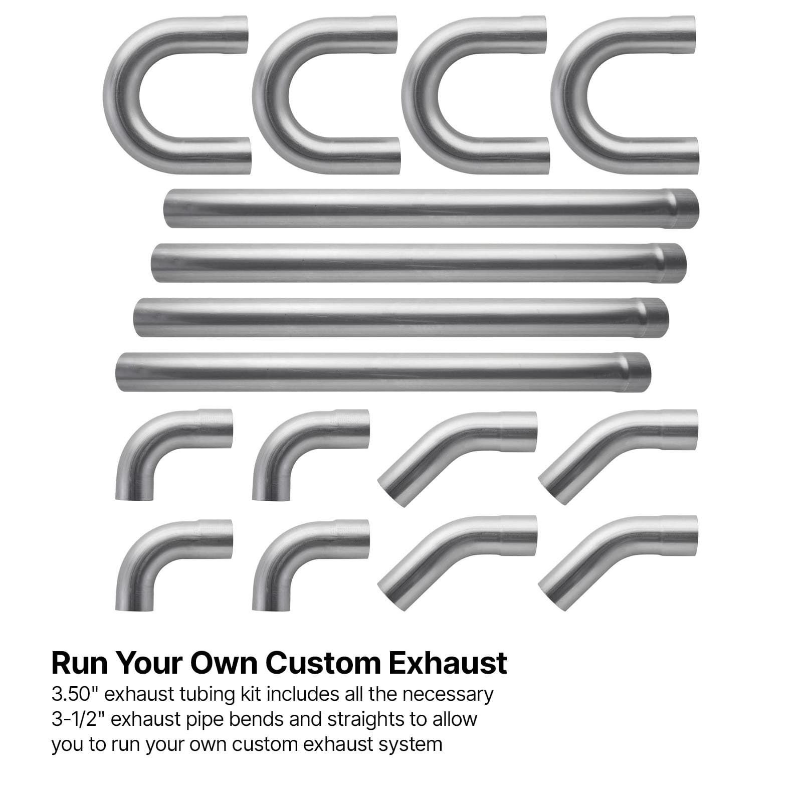 3.5 Inch Stainless Steel Dual Exhaust Mandrel Bend Tubing Kit