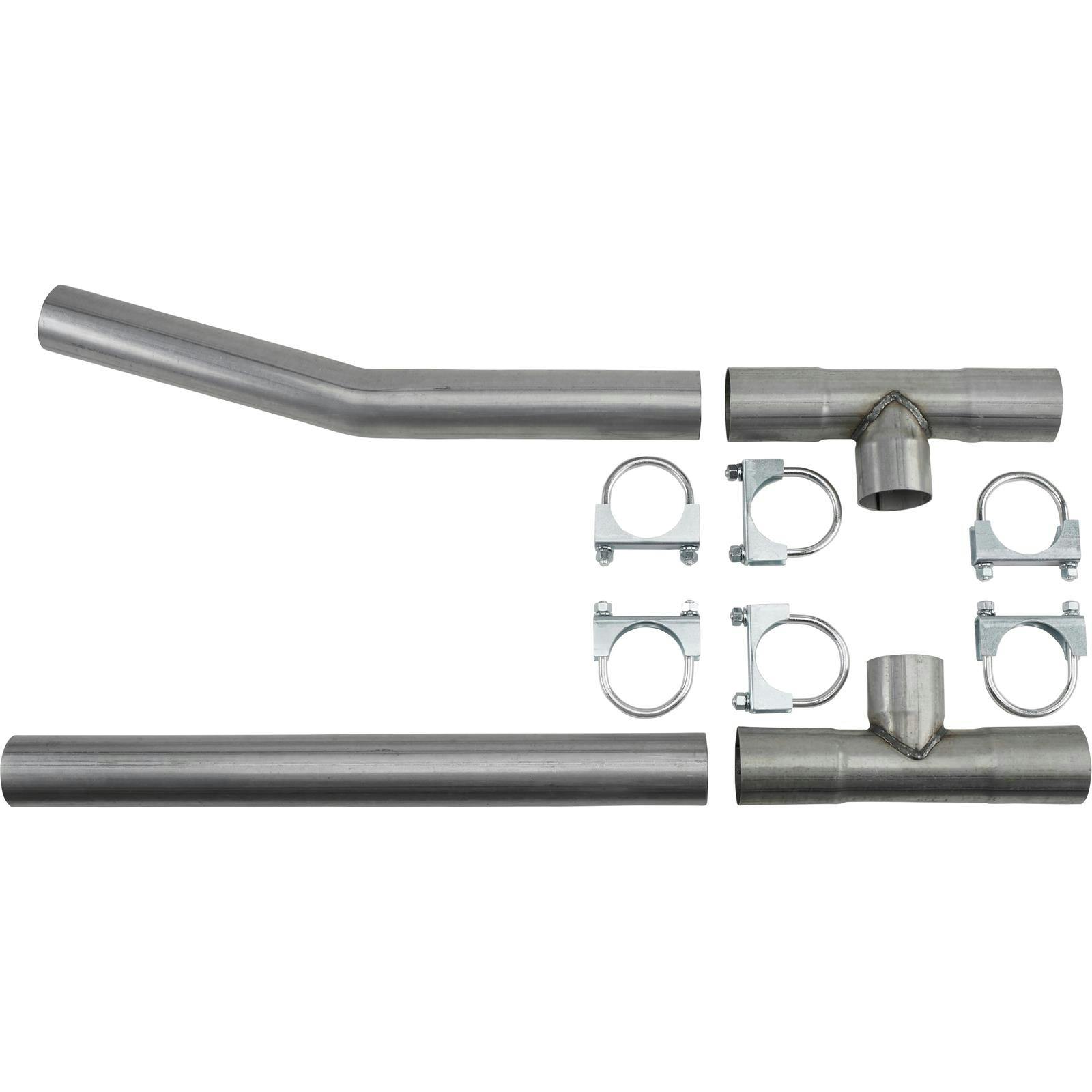2.5 Inch Dual Exhaust H-Pipe System with Mufflers, Mild Steel
