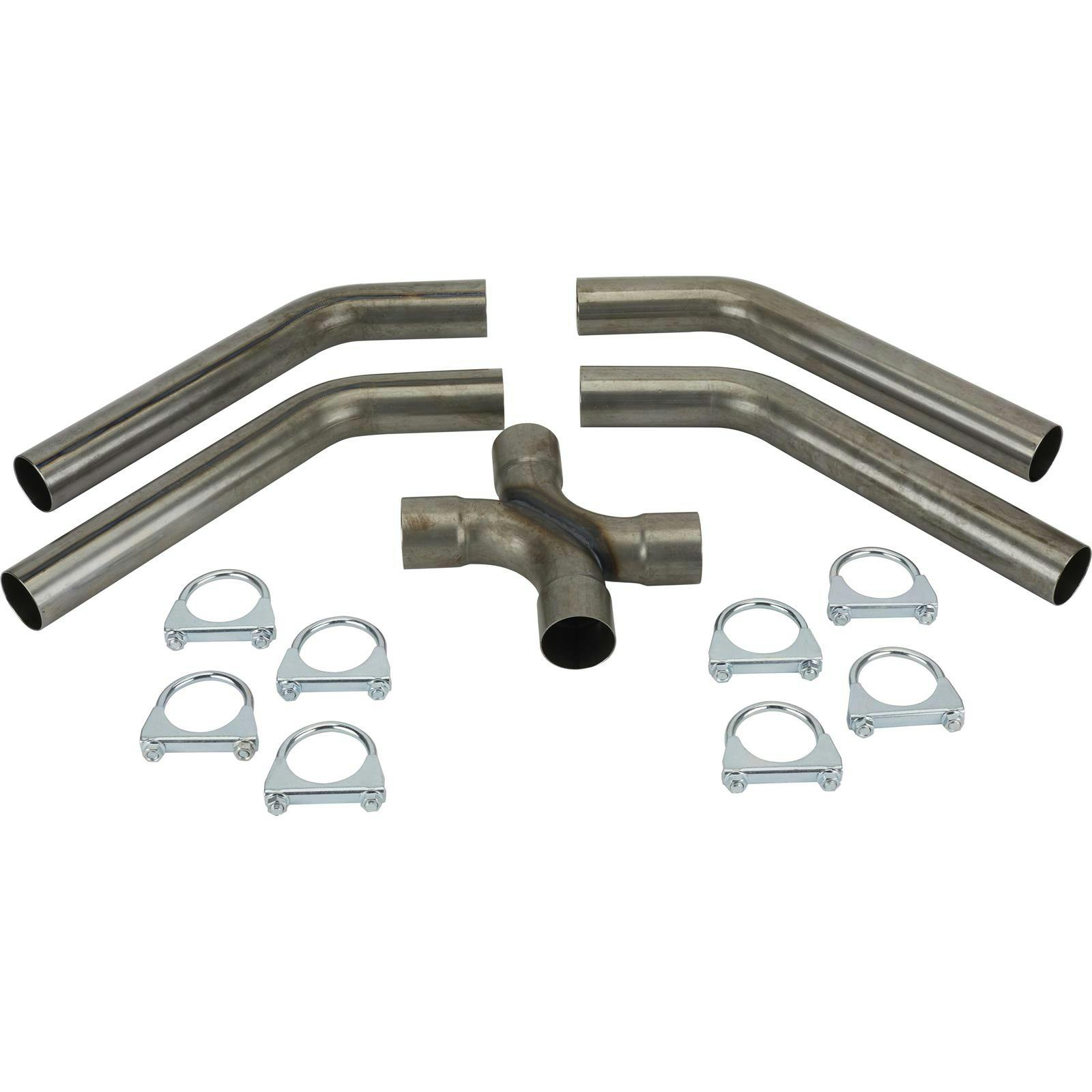 Universal Dual Exhaust Mandrel X-Pipe Balance Tube Kit, 2-1/4 Inch