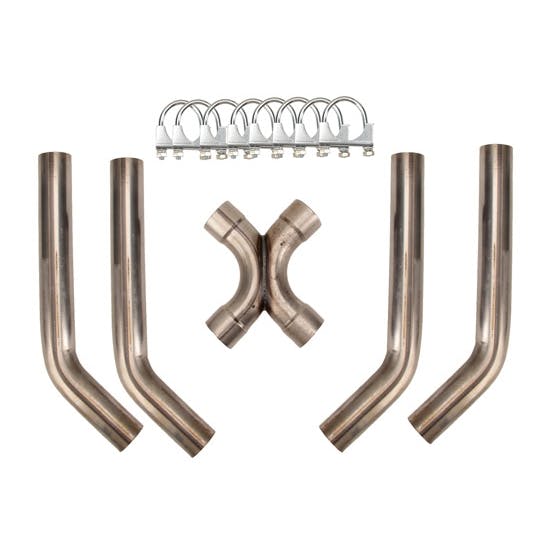 2.25 Inch Dual Exhaust X-Pipe System with Mufflers, Mild Steel