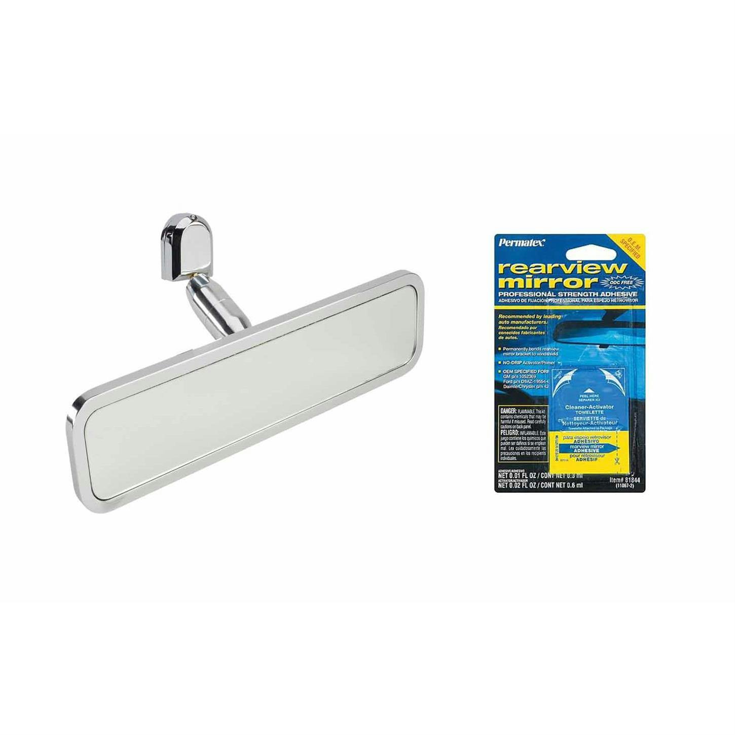 Ball Milled Billet Aluminum Interior Rear View Mirror & Glue