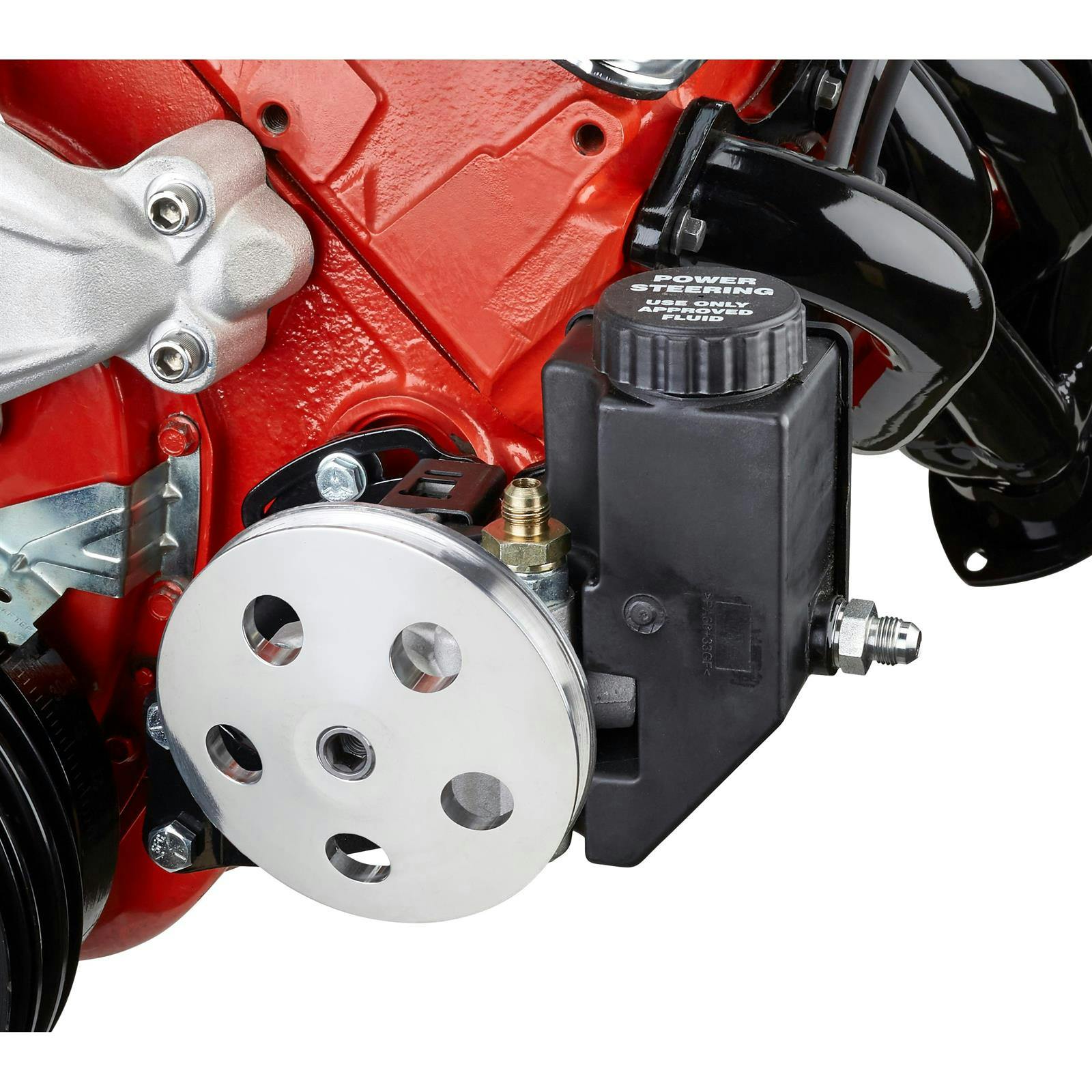 High-Flow Aluminum Power Steering Pump, Pulley & Bracket