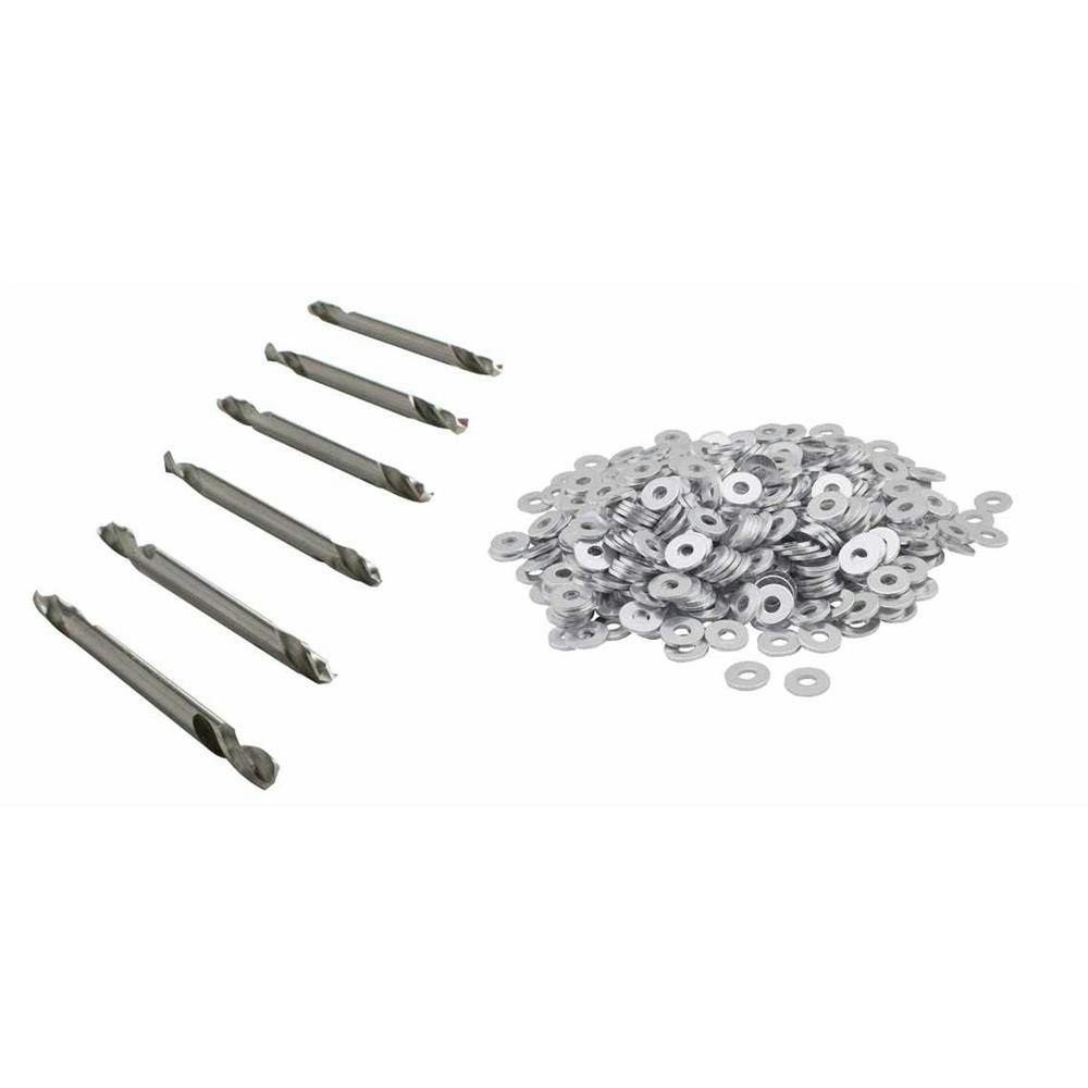 Double Ended 3/16" Drill Bits and Back-Up Washers for Pop Rivets