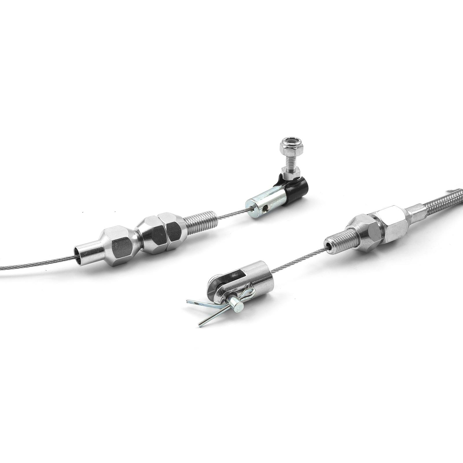 Braided Stainless Steel Throttle Cable, Polished, 24 Inch