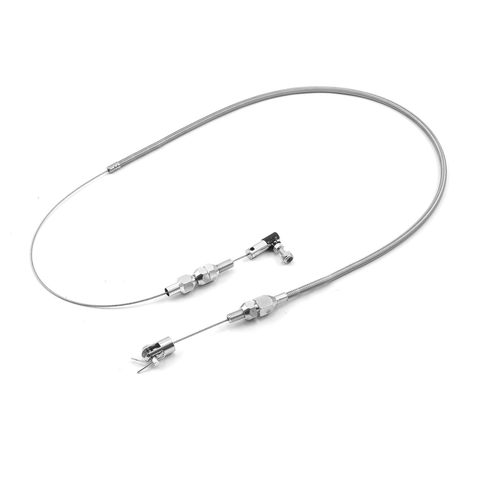Braided Stainless Steel Throttle Cable, Polished, 24 Or 36 Inch