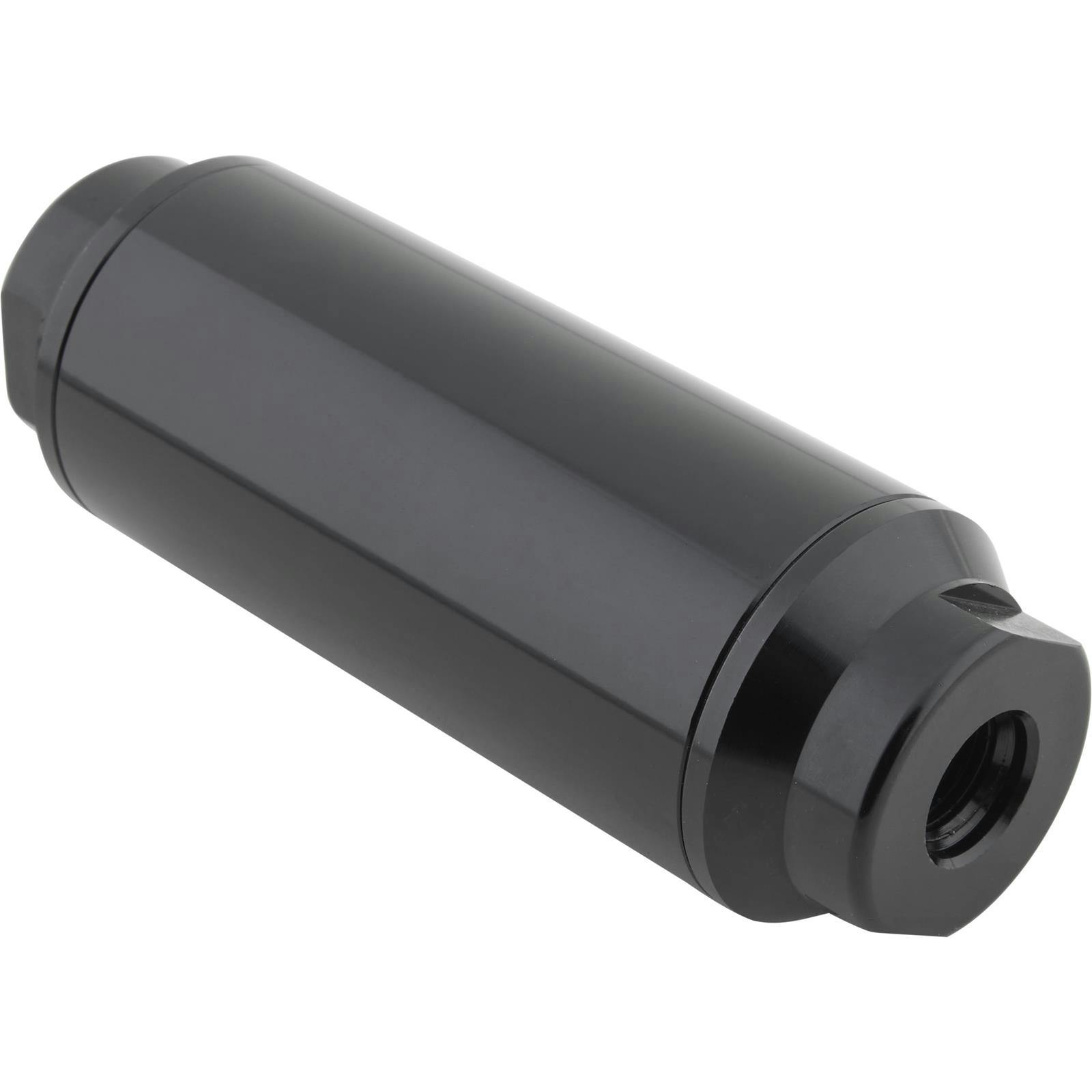 Inline Billet Aluminum 100 Micron Fuel Filter, Black Anodized