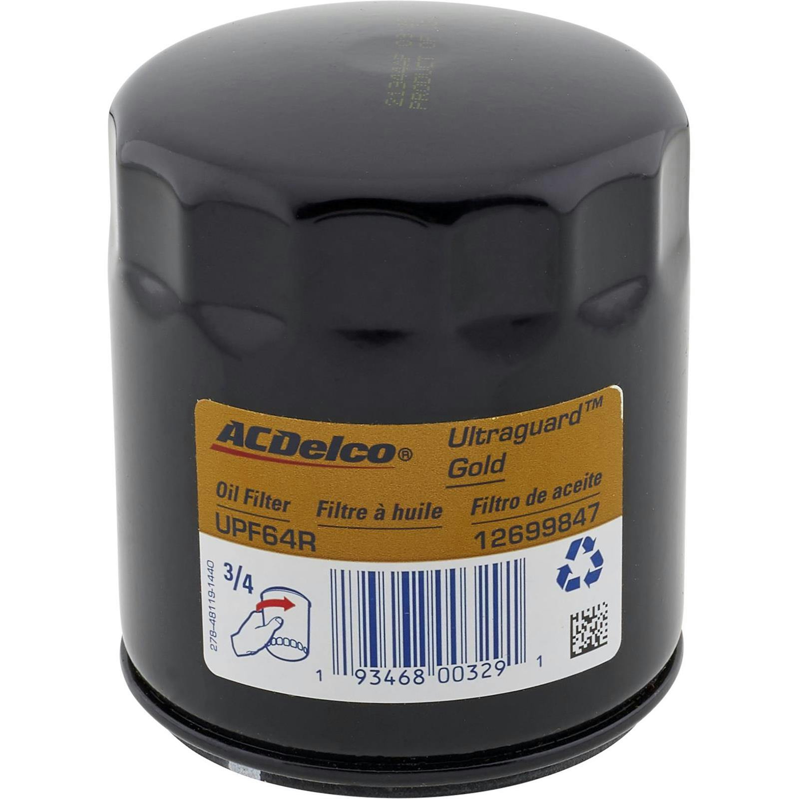 AC Delco UPF64R Ultragaurd Engine Oil Filter, GM 6.2L, GM 3.0L,L4