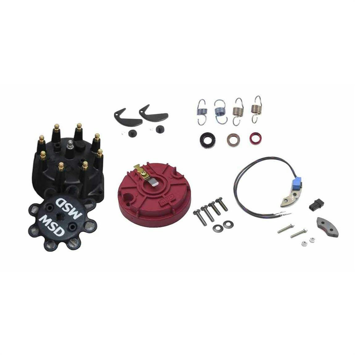 MSD Ignition Tunup Kit, Cap, Rotor, Pickup Module,Weight & Spring