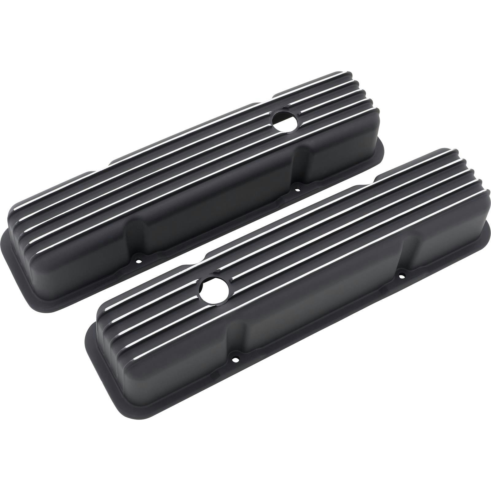 1960-86 SBC 283-305-327-350-400 Tall Finned Valve Covers, Black
