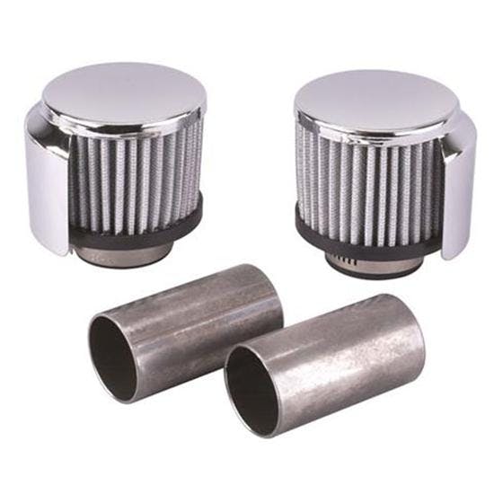 Weld-In Aluminum Valve Cover Breather Set, 1-3/8 Inch Tube