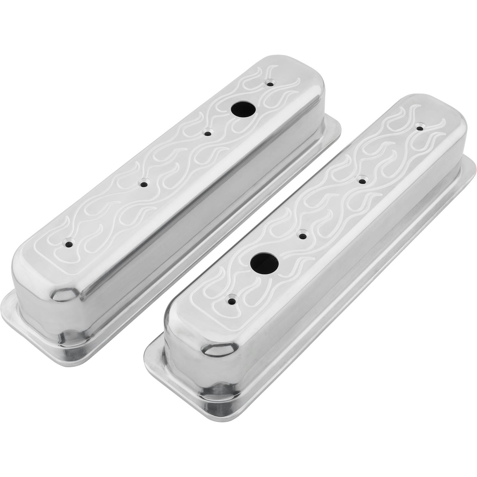 1987-Up Small Block Chevy Tall Valve Covers, Flame Milled
