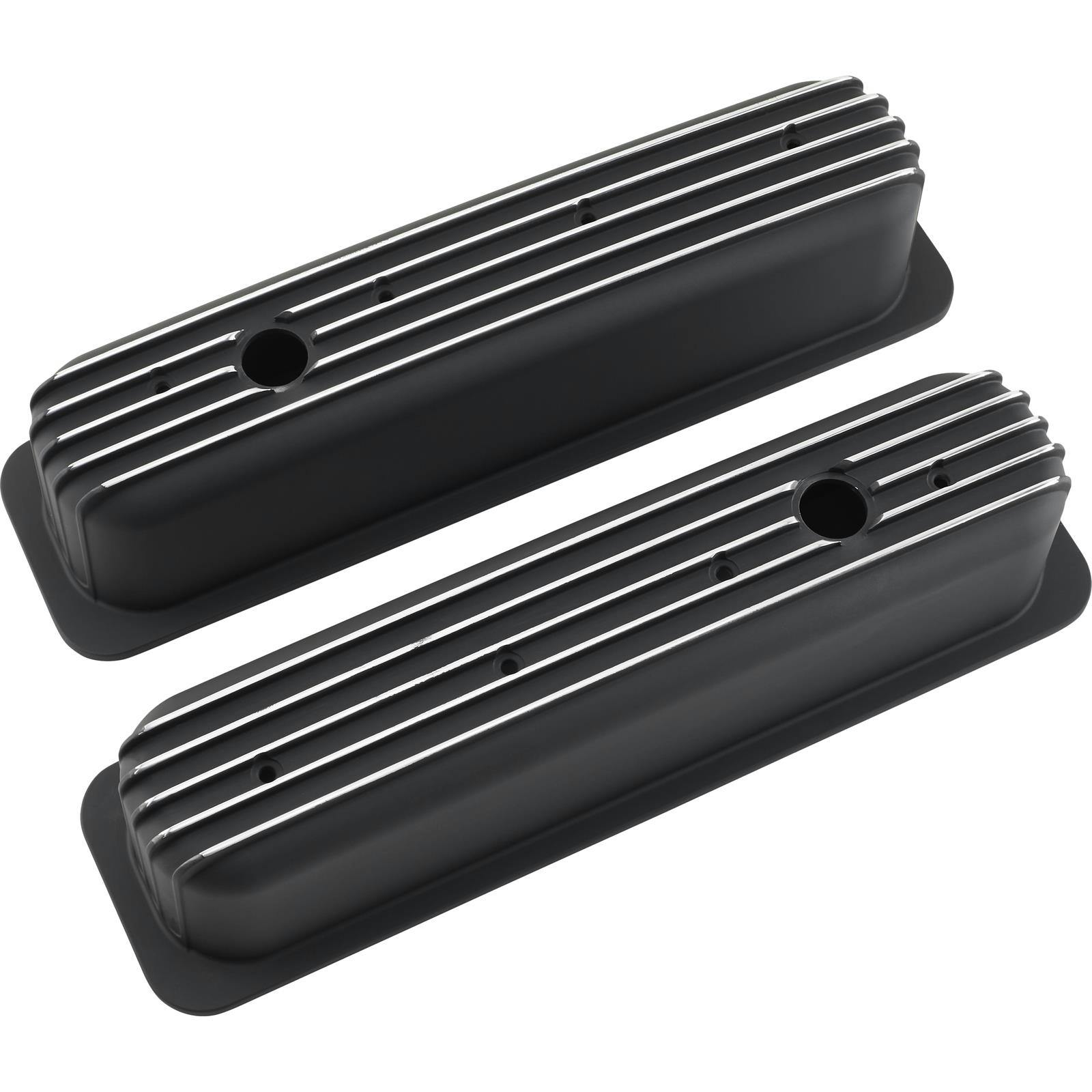 1987-1997 SBC 5.0L/5.7L Tall Finned Valve Covers, Black Aluminum