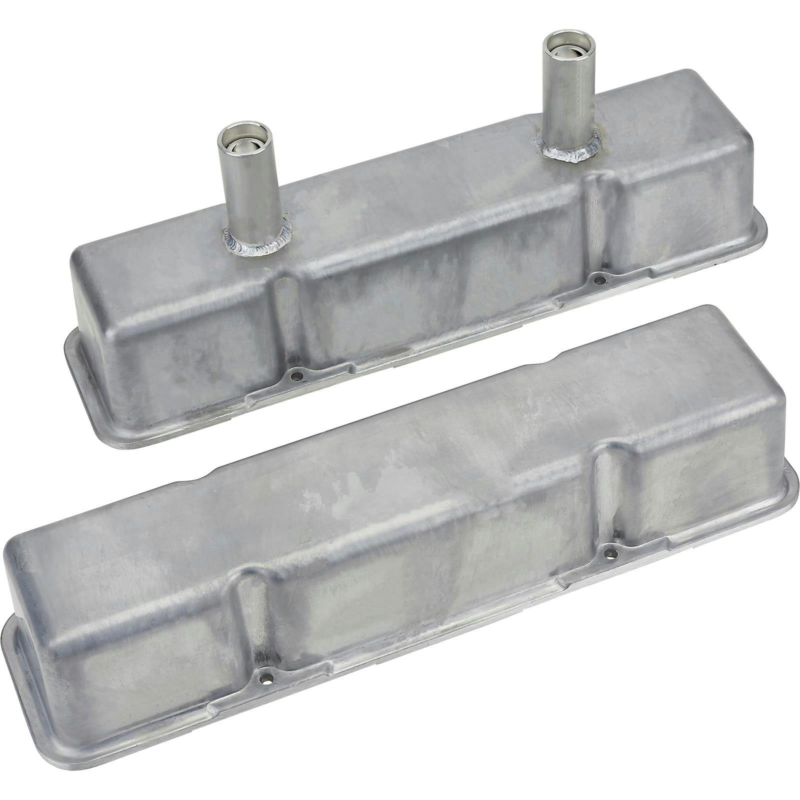 Speedway Chevy Tall Valve Covers w/ Breather Tubes, Plain Aluminum