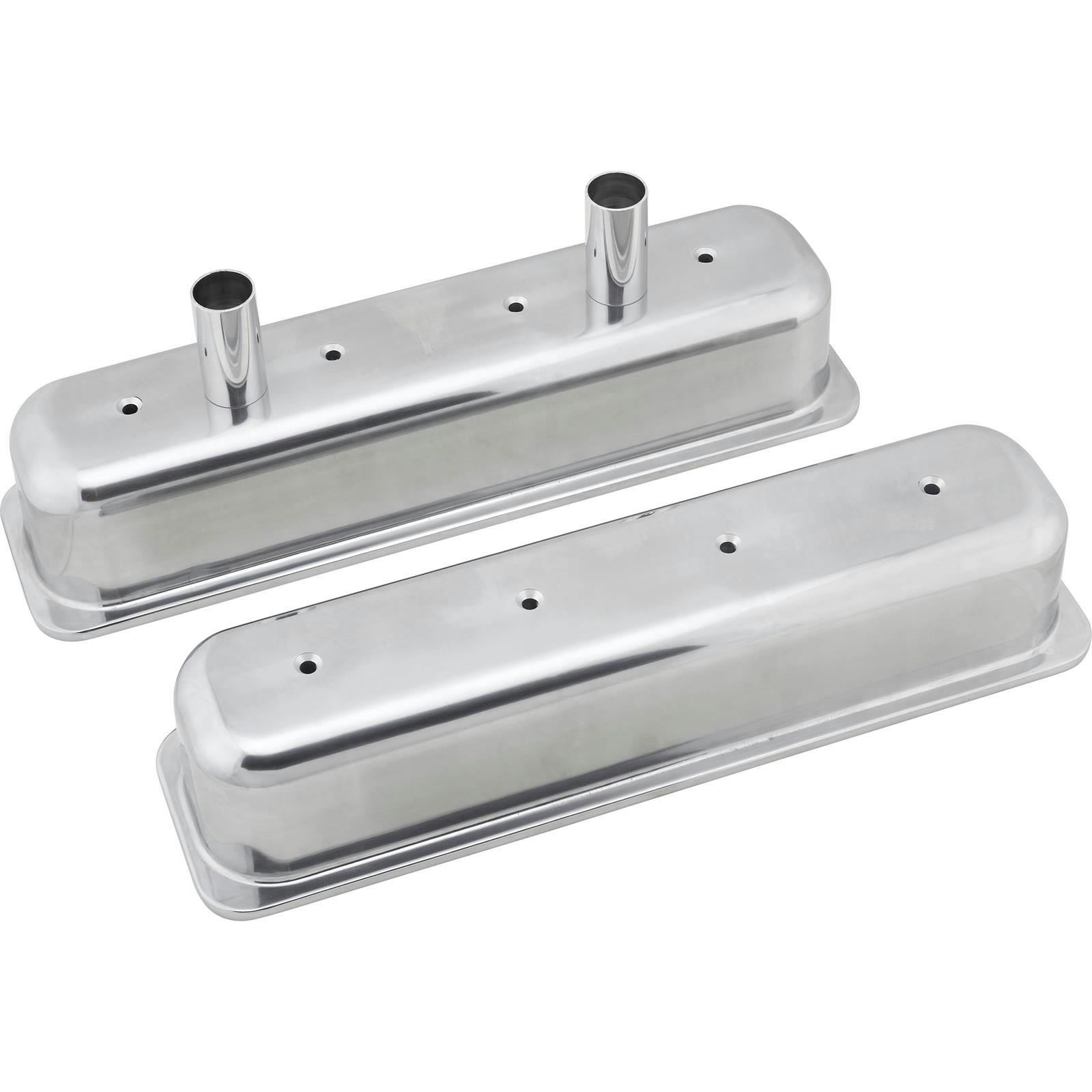 Small Block Chevy Tall Aluminum Centerbolt Valve Covers, Polished