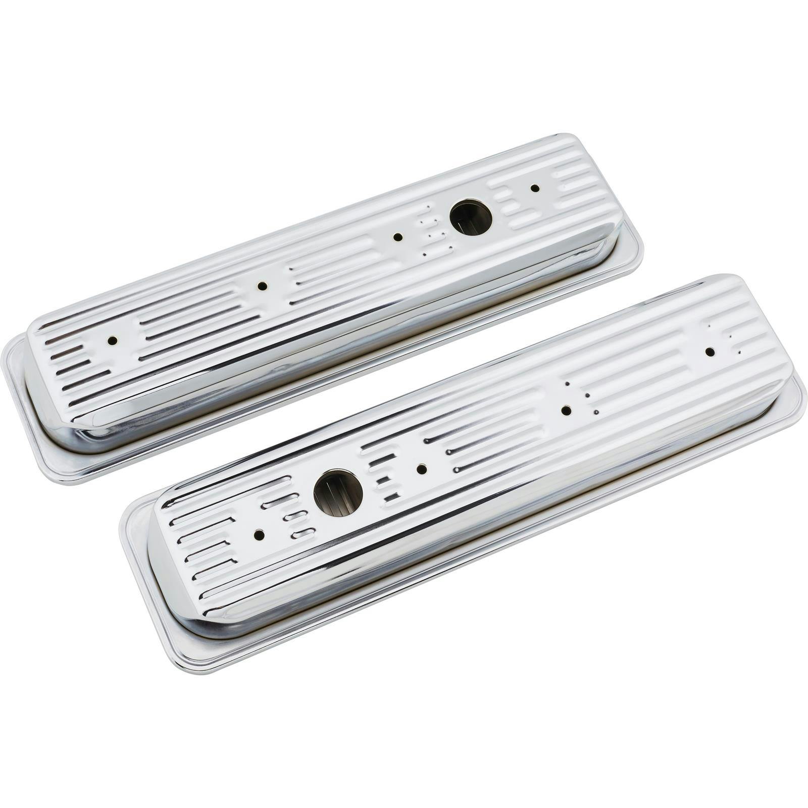 Chrome 1987-Up Small Block Chevy Centerbolt Valve Covers, 1-Hole