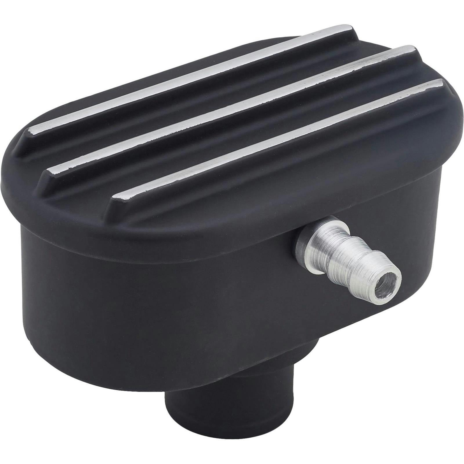 Black Aluminum Universal 1-1/4 Inch Finned Push-In Breather w/ PCV