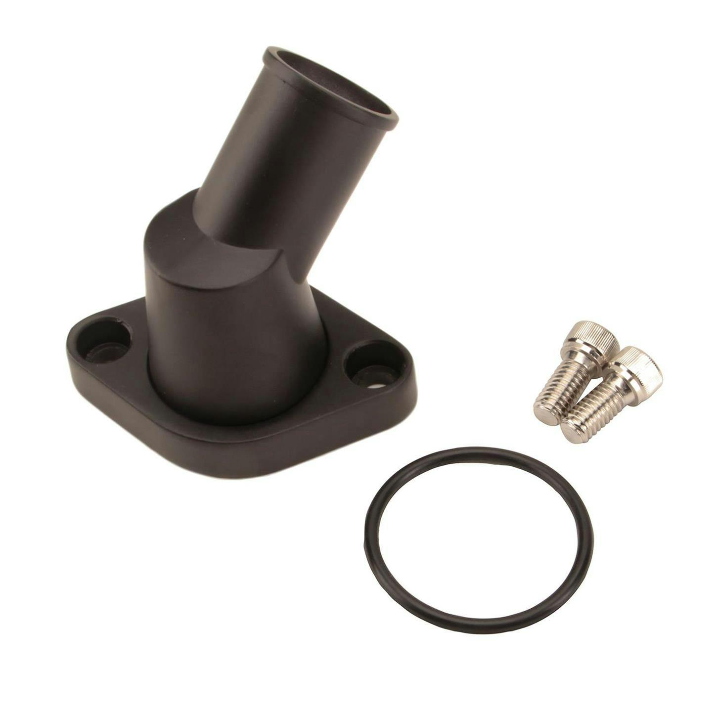 Small/Big Block Chevy 45 Degree Swivel Aluminum Water Neck, Black