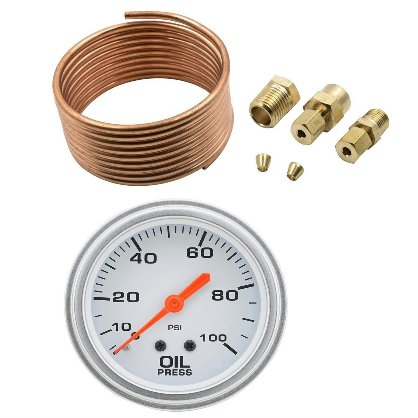 2-5/8 Inch Mechanical Oil Pressure Gauge & Copper Tubing Kit