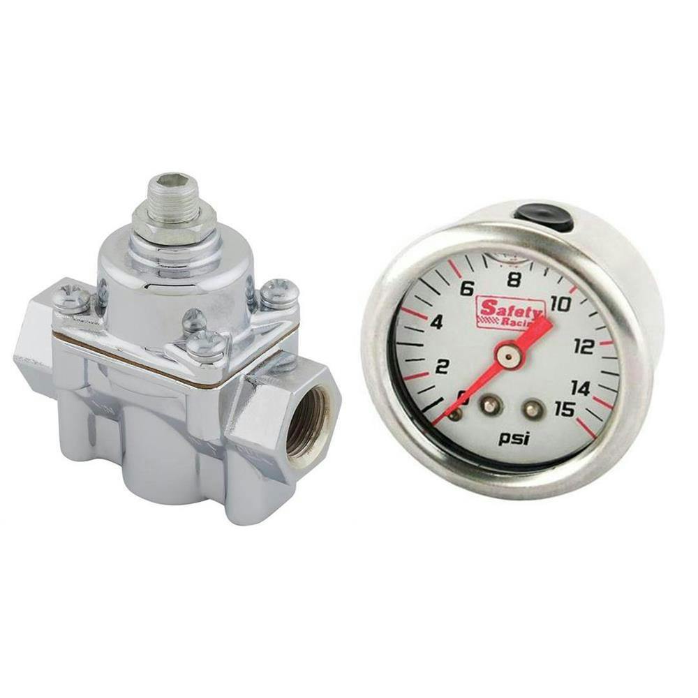 Chrome Adjustable Fuel Pressure Regulator, 4-9 psi & SS Gauge