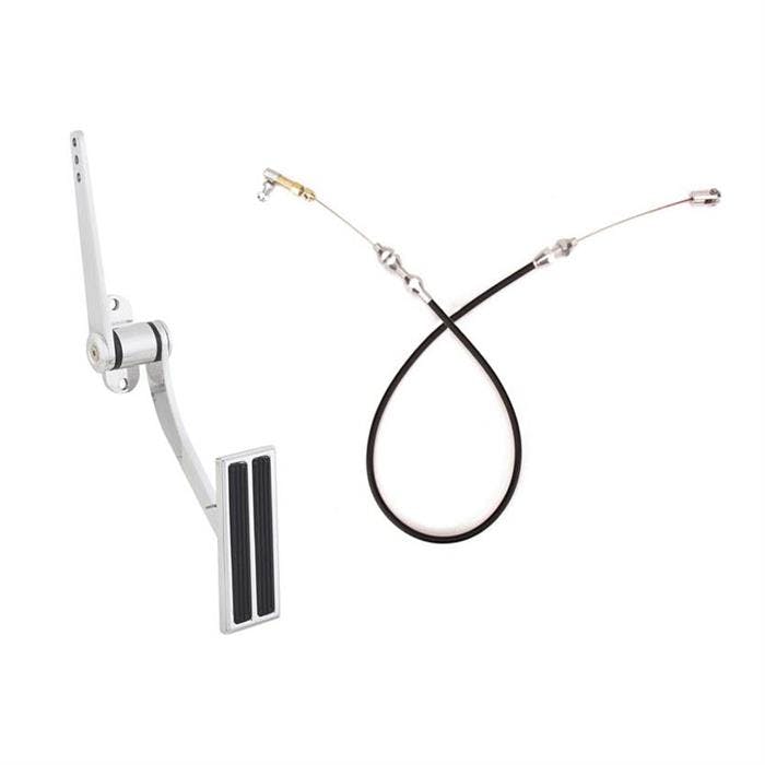 Polished Aluminum Street Rod Pedal and 24 Inch Throttle Cable