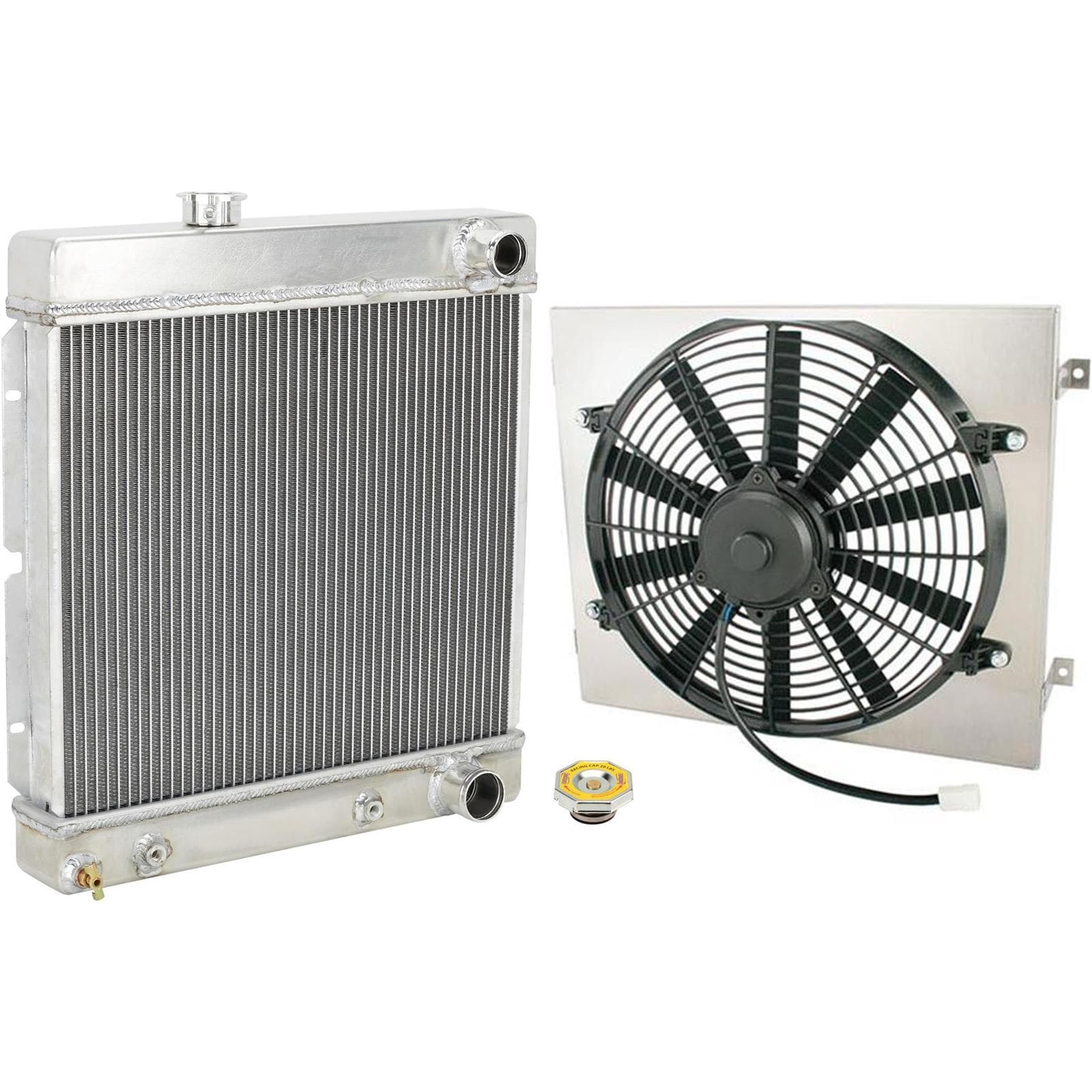 Small Universal Short Vertical Aluminum Radiator, RH w/E-Fan