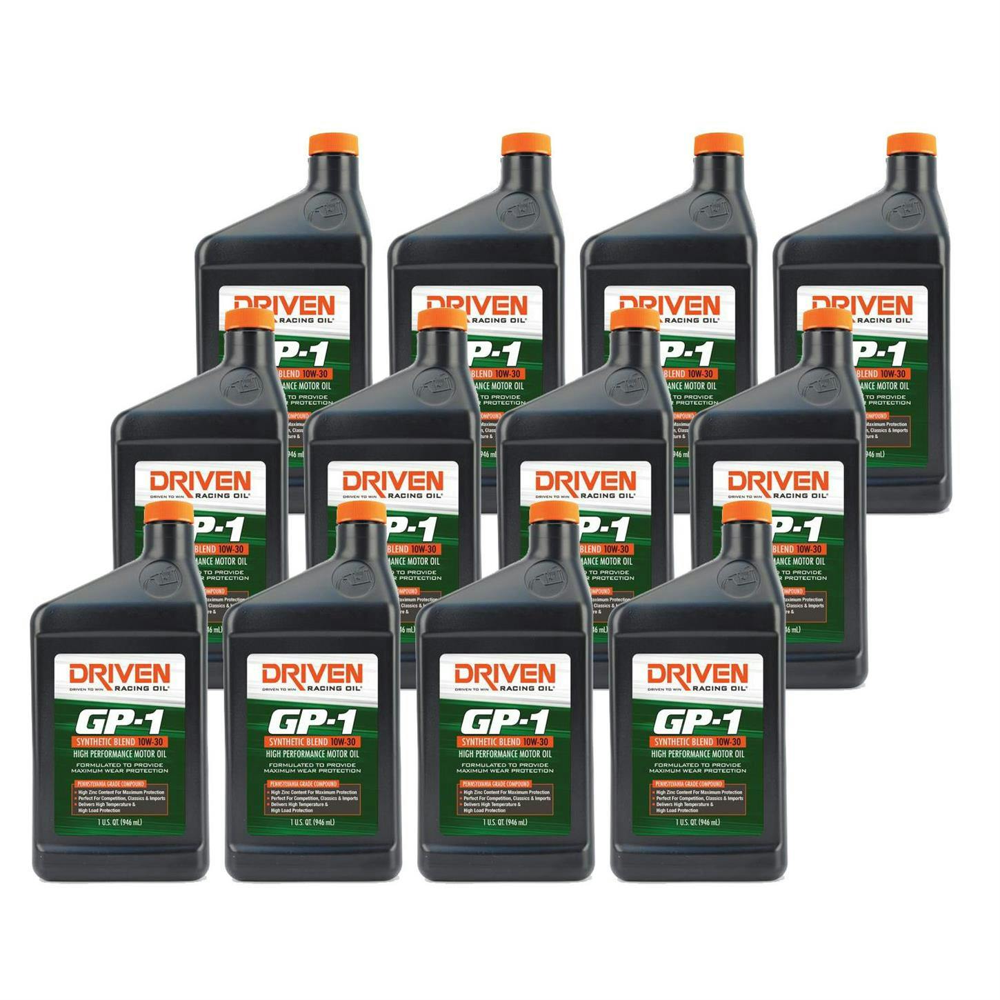Driven Racing Oil 19306 GP-1 Synthetic Blend 10W30 Oil, 12 Quarts