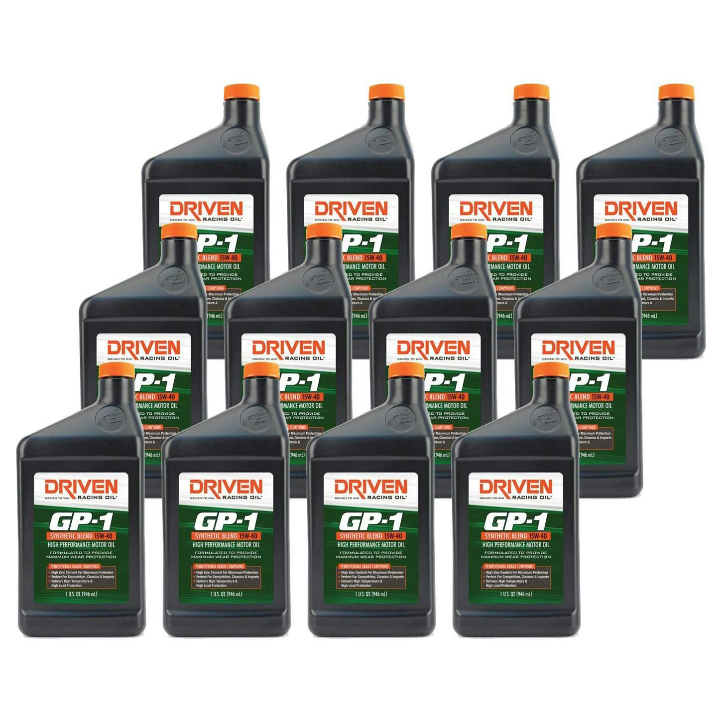 Driven Racing Oil 19406 GP-1 Synthetic Blend 15W40 Oil, 12 Quarts