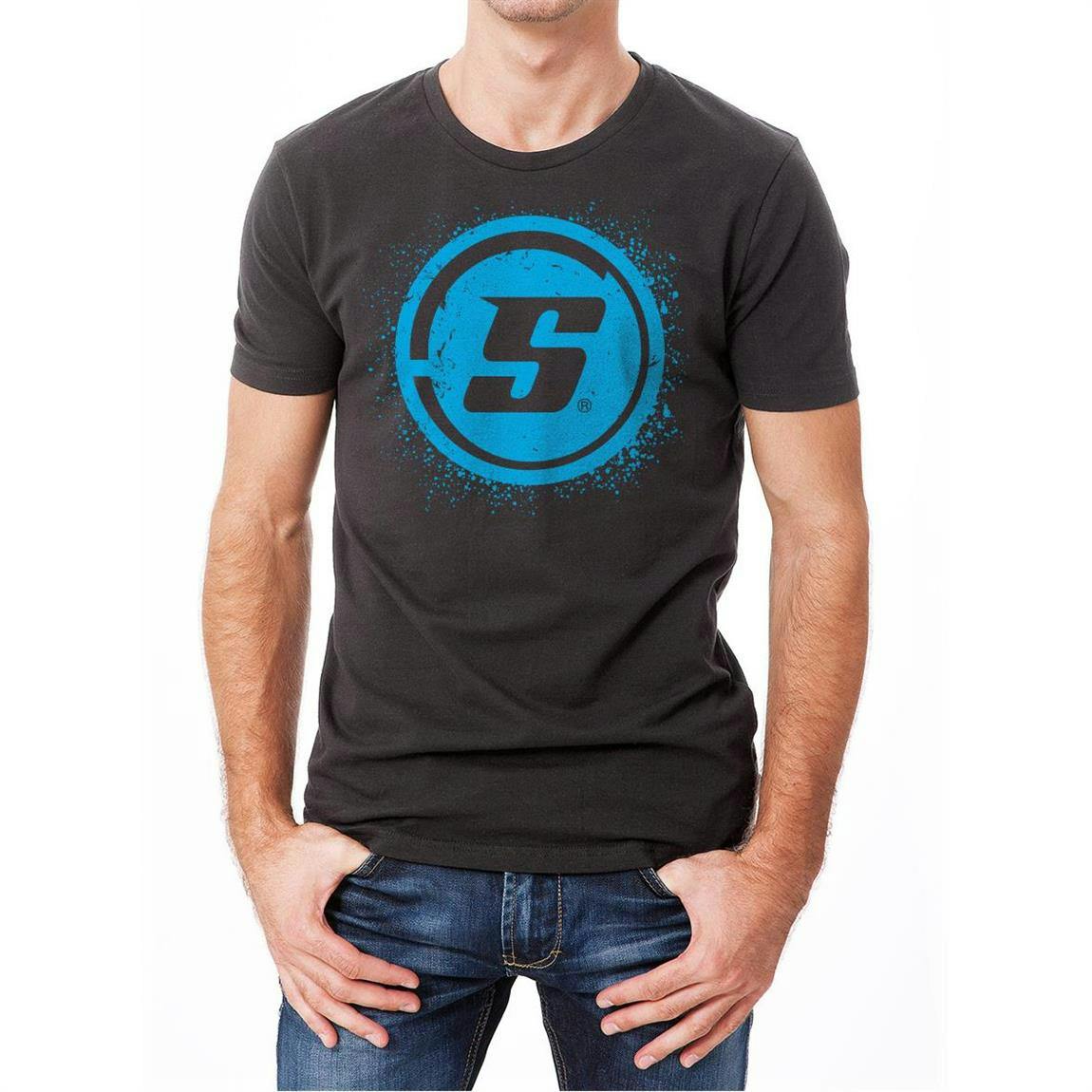 Speedway Streak T-Shirt, Blue on Gray