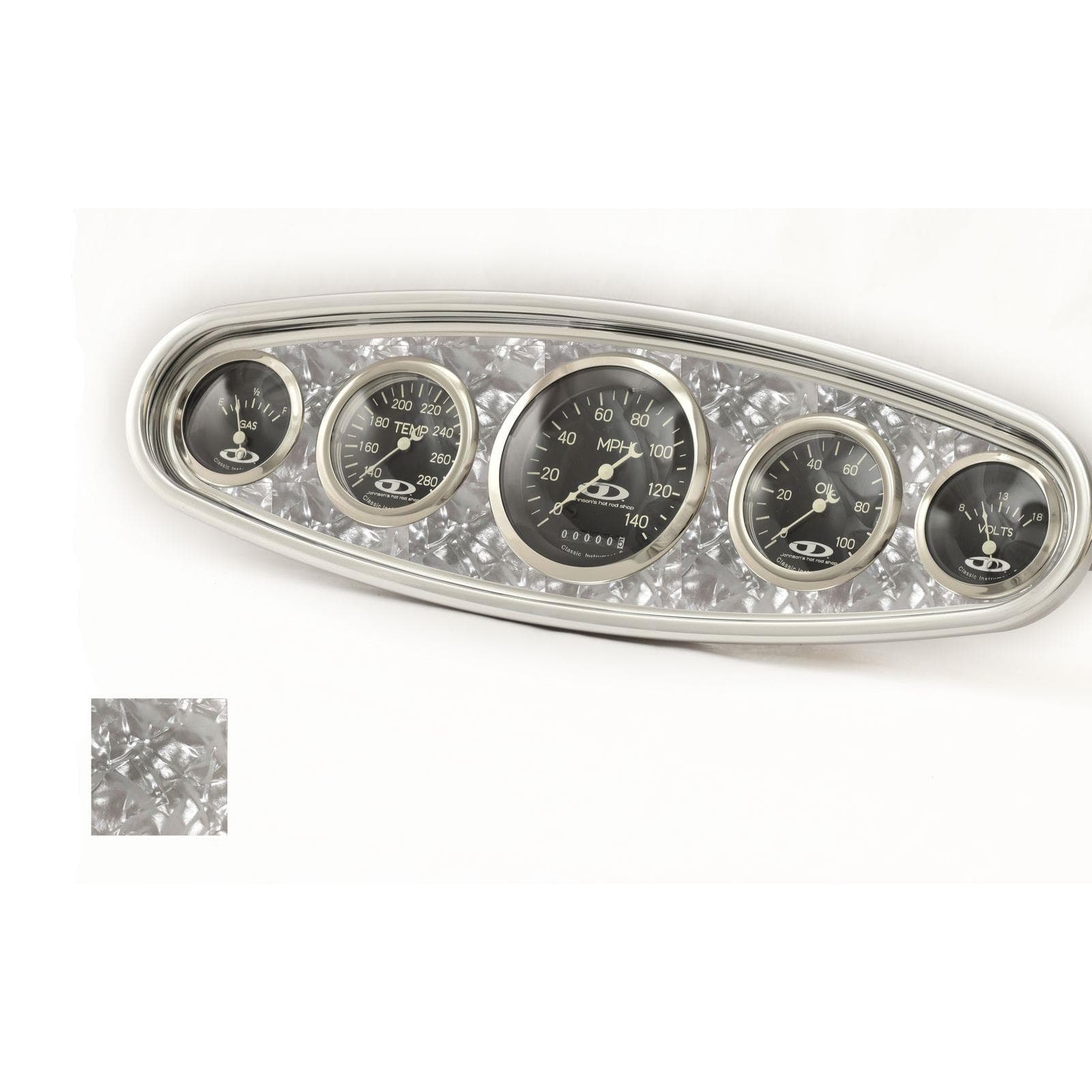 Johnson's Hot Rod Shop 201-006 Dash Insert, White Pearl Inlay