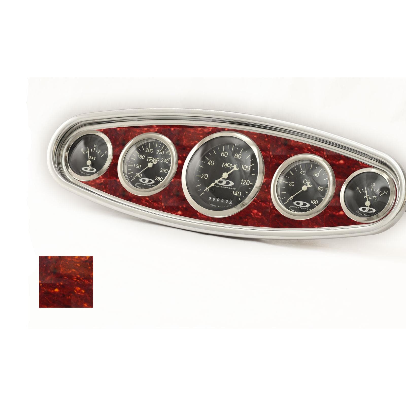 Johnson's Hot Rod Shop 201-007 Dash Insert, Tortoise Inlay