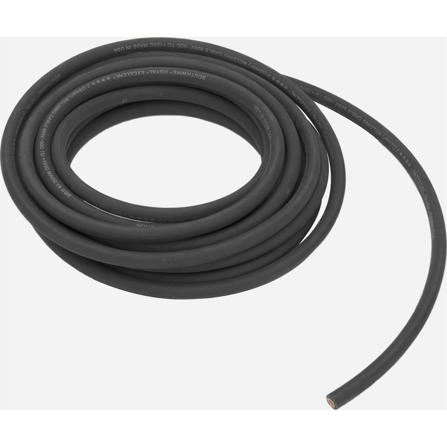 Black Welding Cable - Battery Cable, 25 Foot, 2ga