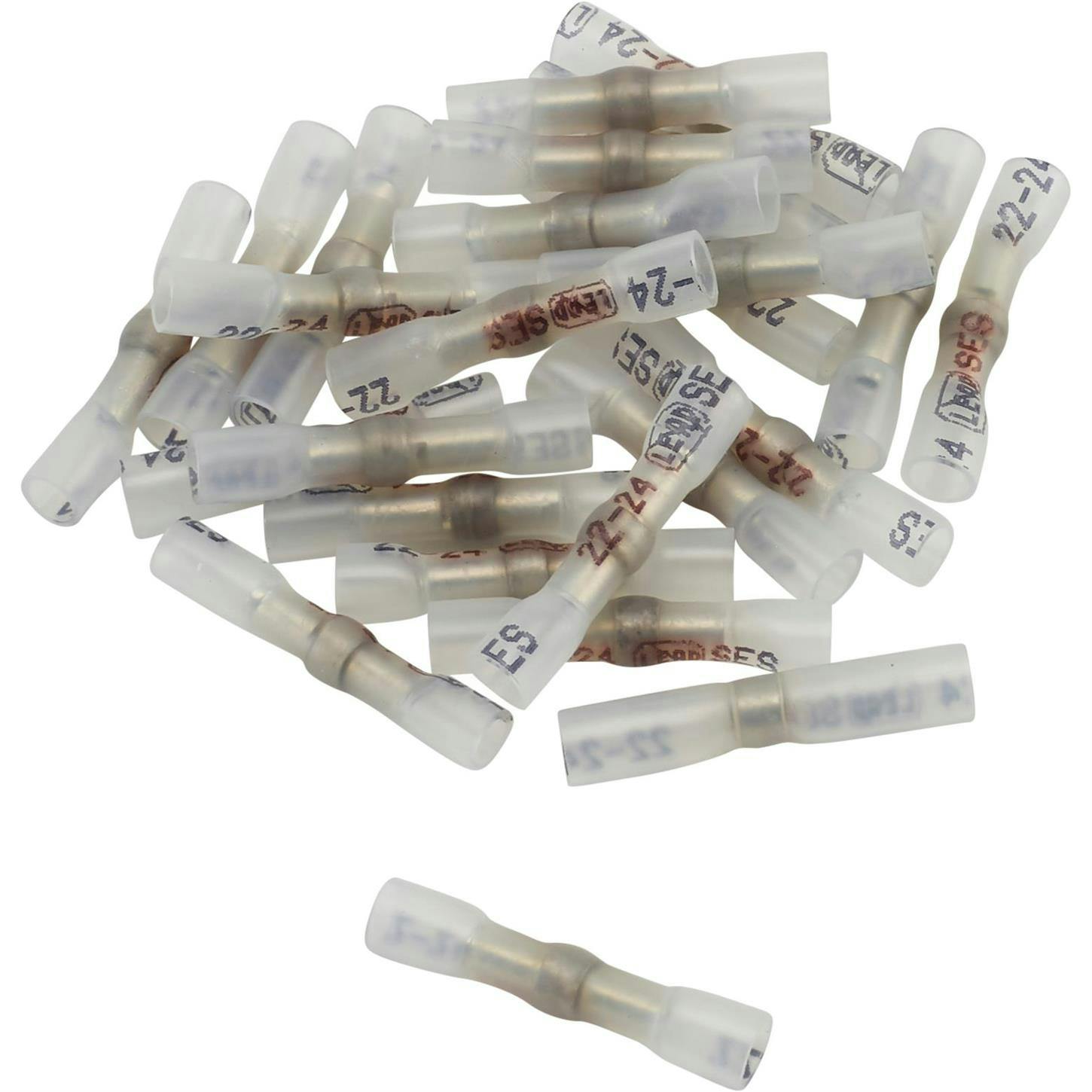 Pico 2248G Seamless Butt Connector, Clear 24-22 AWG, 25 Pc