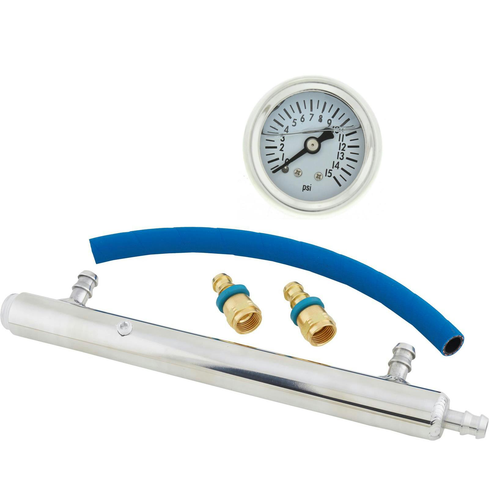 Polished Aluminum Fuel Log & Liquid Filled Fuel Pressure Gauge