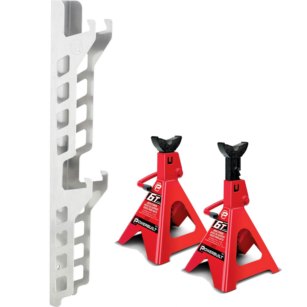 Jack Stand Storage Rack Wall Mount and 6-Ton Jack Stands