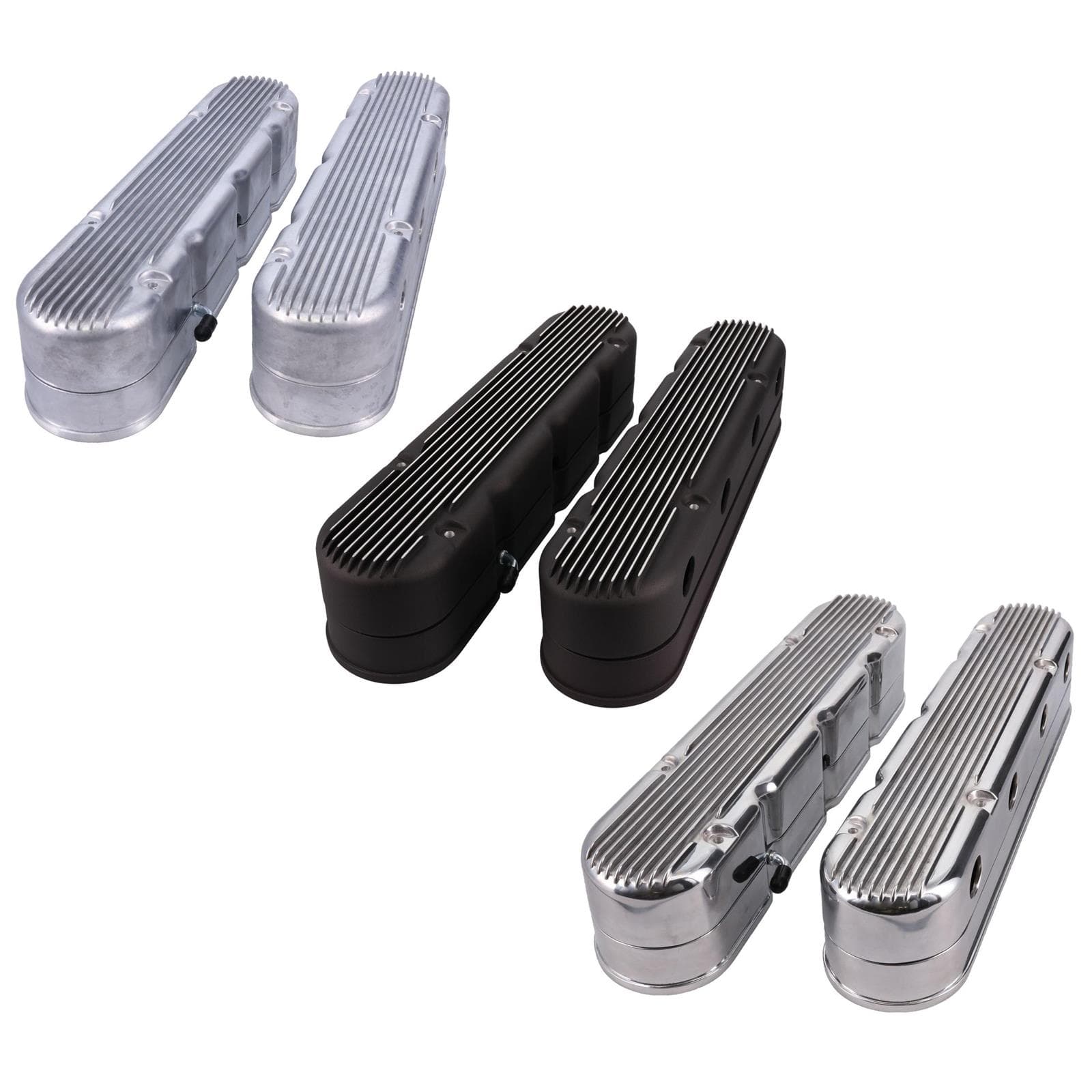 GM LS Finned Cast Alum Valve Covers, w/Coil Mounts, Pair