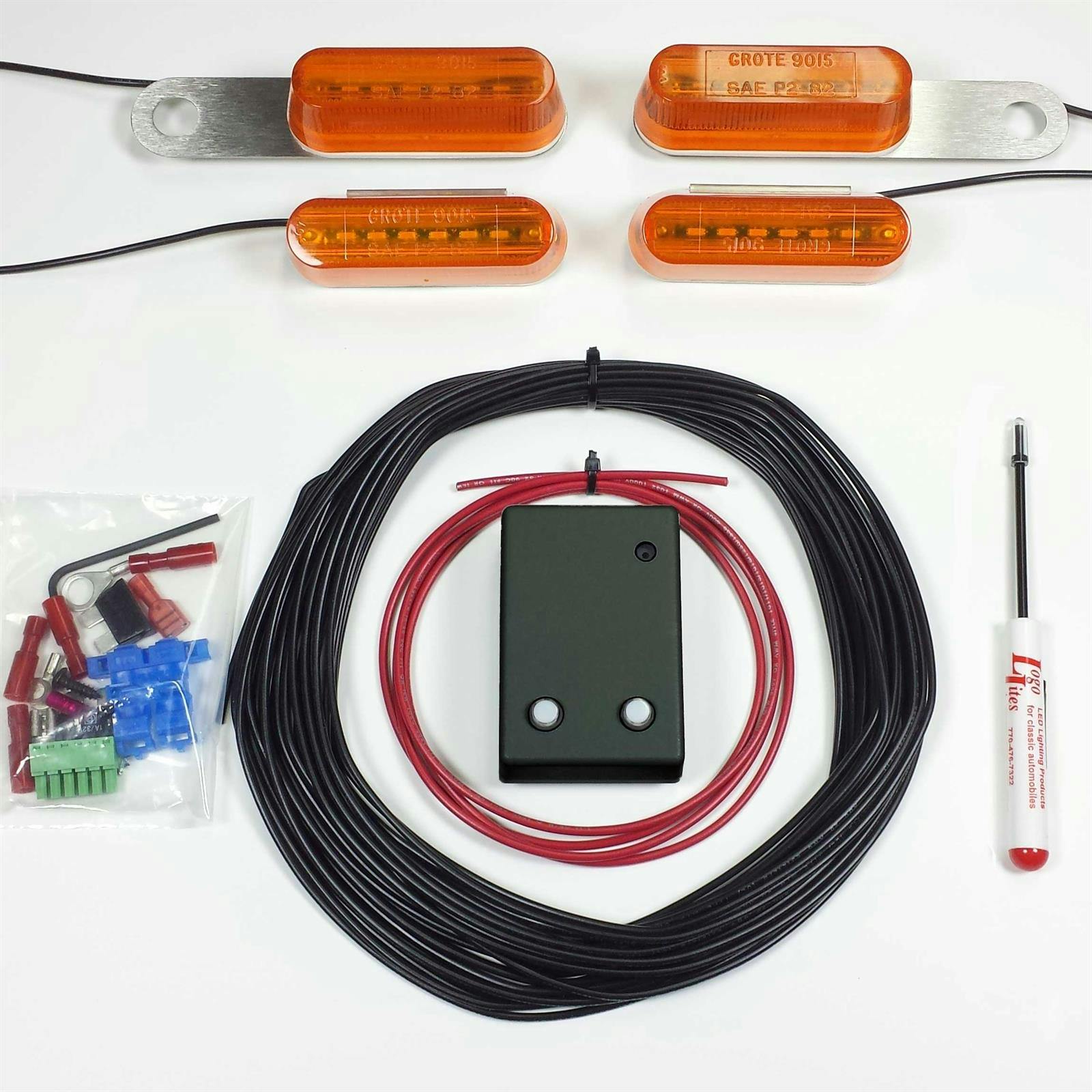 Universal Amber LED Turn Signals w/Bumper Bracket Kit