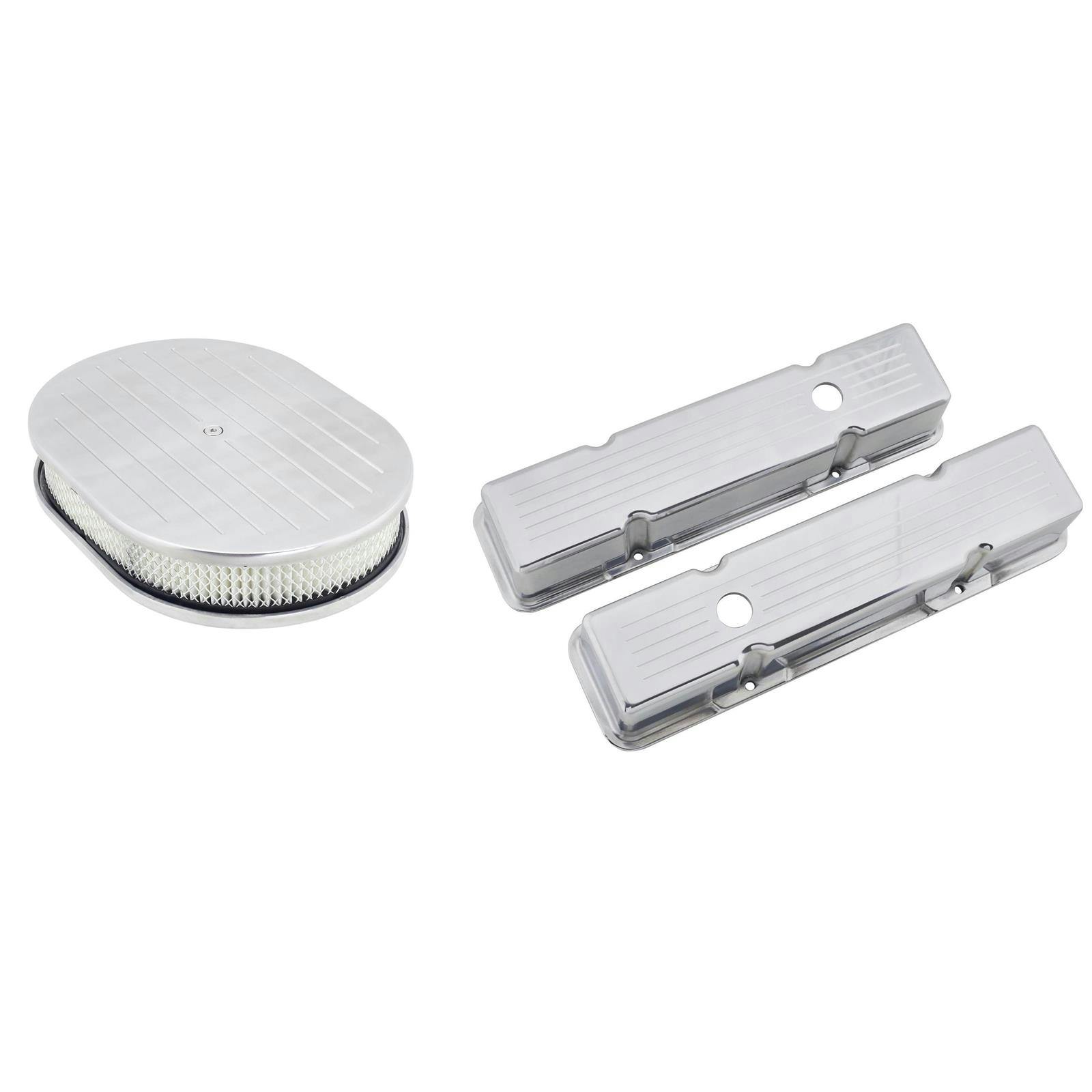 Small Block Chevy Ball Milled Valve Covers and Air Cleaner Kit