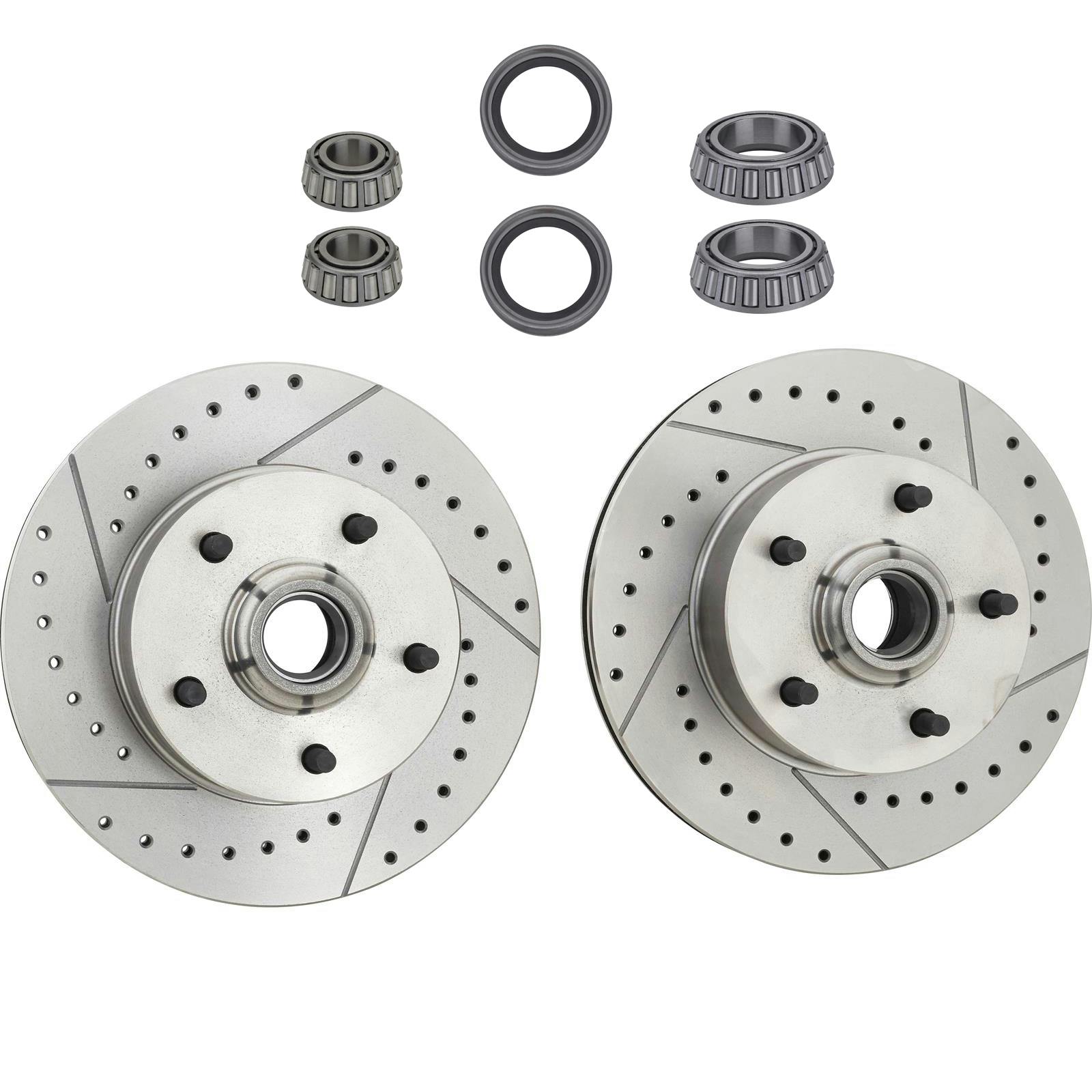 1969-72 GM Drilled & Slotted Brake Rotors w/Bearings & Seals
